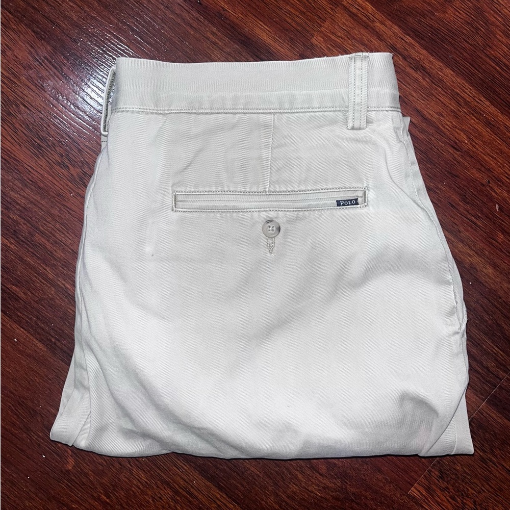 Polo by Ralph And Lauren Relax Fit Tan and Cream Straight Leg Trousers.